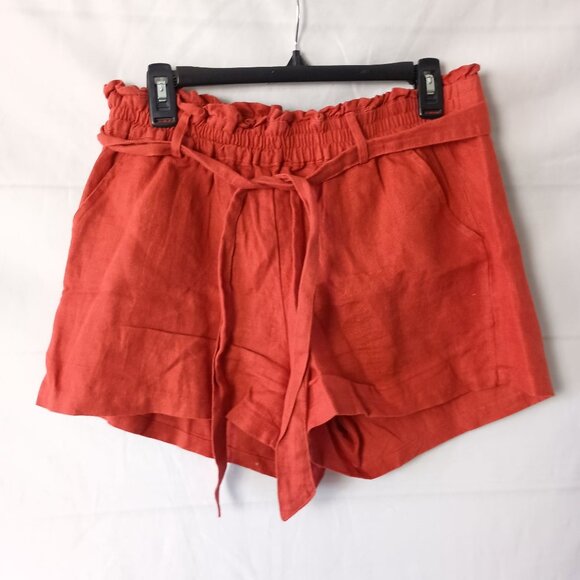 Sanctuary Daylight Linen Belted Shorts Red M Great Cond Summer Bloomingdale's - Picture 1 of 5